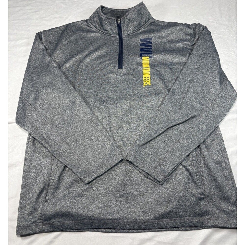 NCAA WVU Mountaineers Fleece Pullover Men’s L Quarter Zip Sweater Mock Neck
